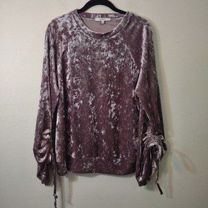 Ro & De Purple Crushed Velvet Crewneck Sweatshirt